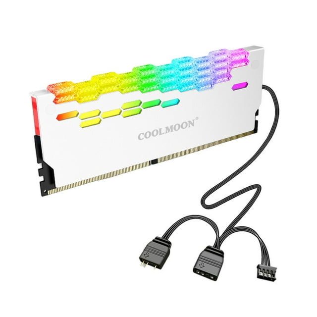 Inteprter COOLMOON Dragon Armor SYNC aleación de aluminio RAM Shell radiador MOD 2 uds A-RGB RAM Armor Rainbow Lighting Memory Cooler Estaciones de acoplamiento para portátiles Blanco