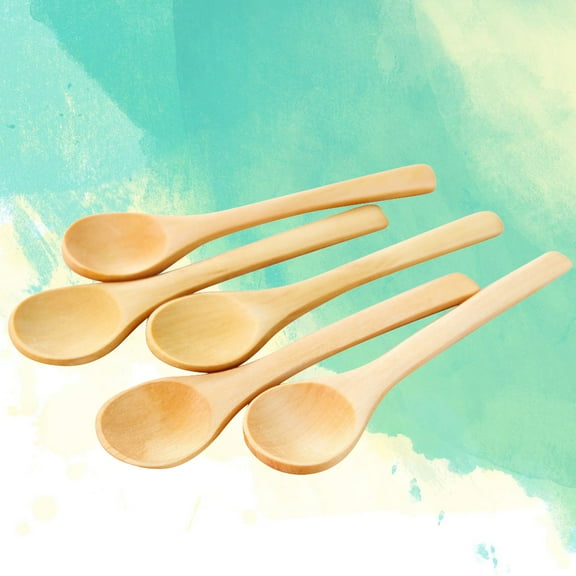 NIYANGLE 10Pcs Small Serving Spoons for Dips Beige 5.1 x 1.2 x 0.4in Wood