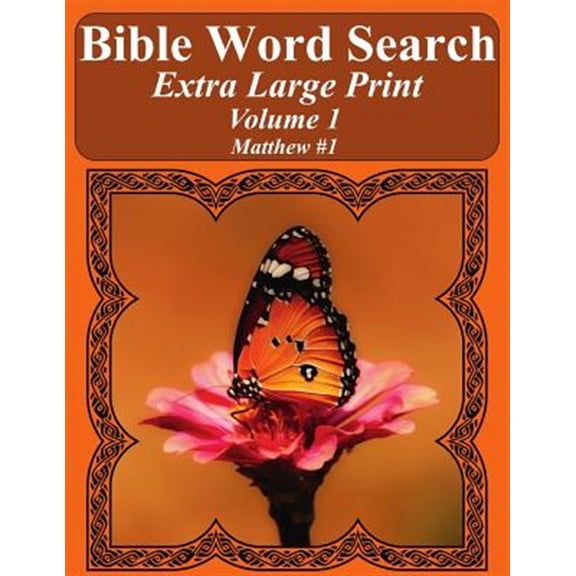 Pre-Owned Bible Word Search Puzzles for Adults Jumbo Print Butterfly E: Bible Word Search Extra Large Print Volume 1 : Matthew #1 (Series #1) (Paperback)