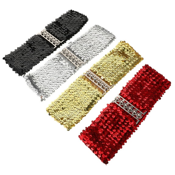 OULII 4pcs Shimmering Wide Cinch Belt for Women Trendy Disco Party Costume Accessory Durable Stylish for Events