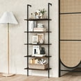 thumbnail image 2 of Gymax 5 Tier Ladder Shelf 71'' Height Wall-Mounted Bookshelf Display Storage Organizer, 2 of 9