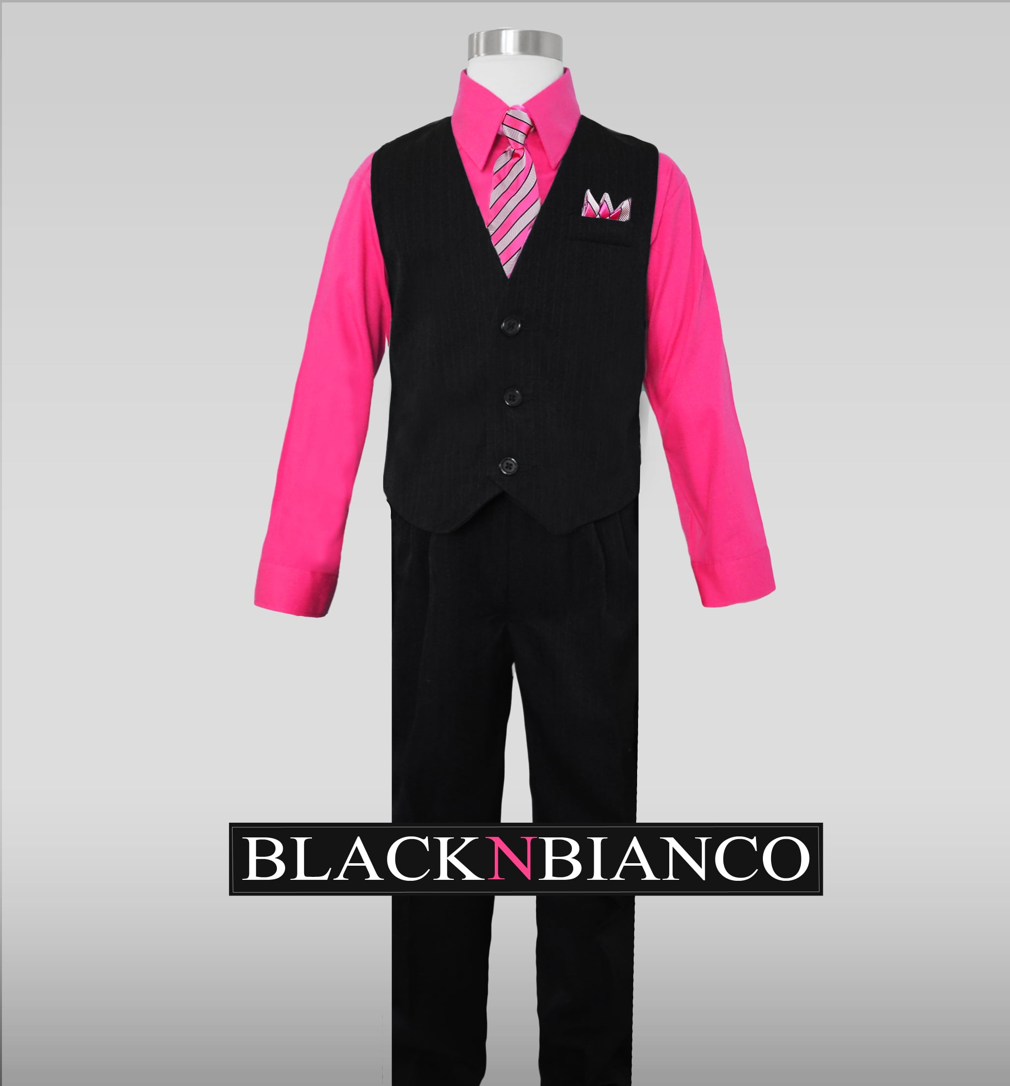 pink dress shirt with black vest Black and Pink Suit Tuxedo - Double Breasted Vest, Wool