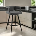 thumbnail image 3 of Gabriele 30" Gray Faux Leather and Black Metal Swivel Bar Stool, 3 of 7