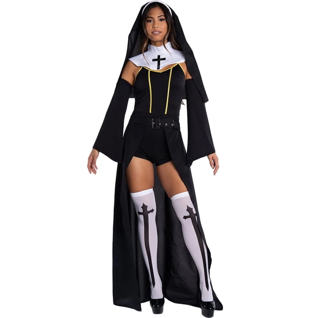 Disfraz de monja de Halloween ML Disfraz de monja de carnaval mascarada cosplay María