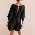 thumbnail image 5 of HXWCHs Wedding Guest Jumpsuits for Women, Women's Casual Loose Fit Short Sleeve Romper Jumpsuit Dress Featuring Convenient Side Pockets M Black, 5 of 8