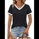 thumbnail image 1 of Camisetas de Corta con Cuello en V para Mujer, Color Negro, Talla S, 1 of 6
