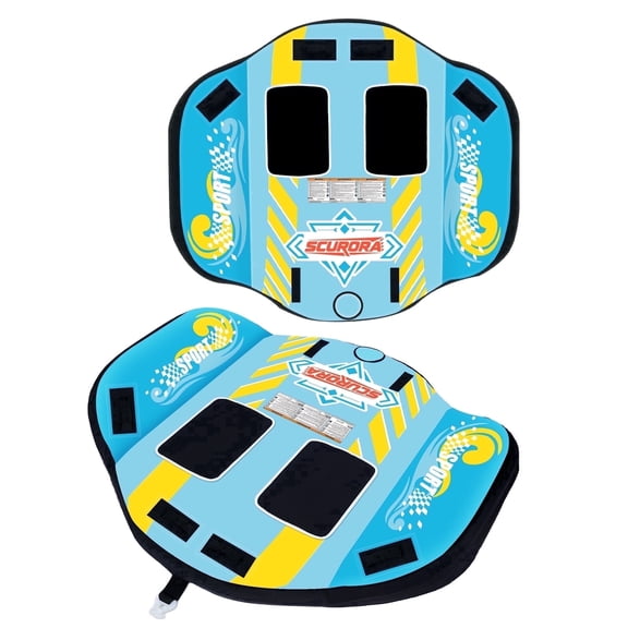 scurora 2 Person Towable Tube for Boating, Heavy Duty 420D Nylon Cover Pull Tube with Tow Points, Water Sport Tubes and Towables for Lake River Water Sports Fun