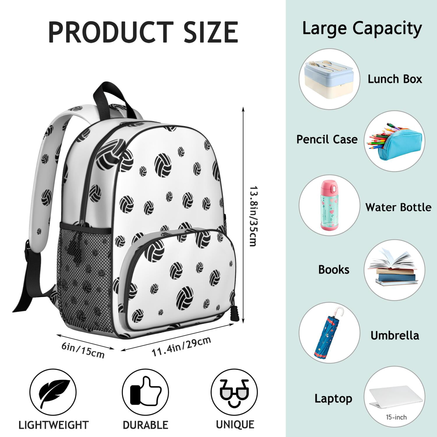Waterproof Backpack with Side Pockets - Durable, Breathable for Baseball, Basketball, and Soccer Players