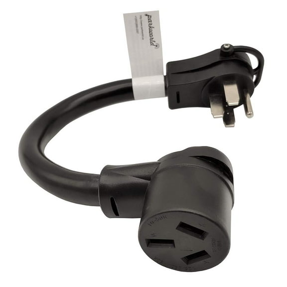 Parkworld 61438 RV to Dryer Adapter Cord RV Plug NEMA 14-50P to 10-50R Dryer Female, 50A, 250V, 12 inch