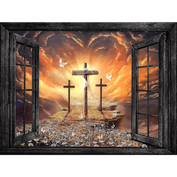 5D Diamond Painting Kits for Adults Cross and Dove Design DIY Diamond Art for Adults Beginners Picture Art Crystal Painting for Home Wall Decor