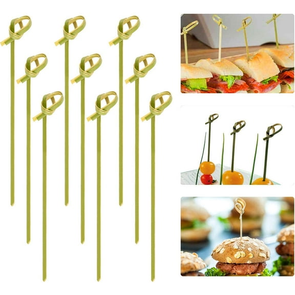 Cheers.US Bamboo Cocktail Picks Bamboo Knot Picks 100 Pcs 4.8 inch with Looped Knot Fancy Bamboo Toothpicks Natural Bamboo Picks Bamboo Skewers for Appetizers Cocktail Toothpicks