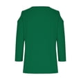 thumbnail image 6 of Fjofpr Women's V-Neck 3/4 Sleeve T-Shirt Cold Shoulder Blouse- Solid Color Basic Casual Tee, 6 of 6