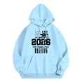 thumbnail image 3 of Wang6 Letter Pirnted Hoodies for Womens Plus Size"Class of 2026"Printed Hooded Sweatshirts Trendy Drawstrings Long Sleeve V Neck Loose Fit Tops with Pockets Light Blue M, 3 of 3