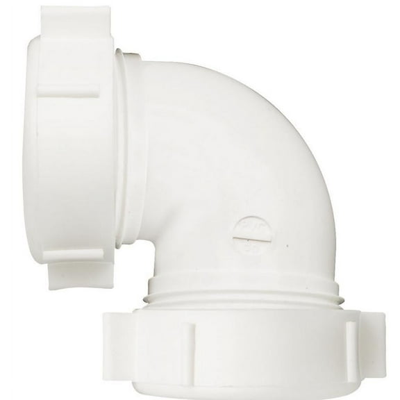 Plumb Pak PP55-5W Drain Pipe Elbow, 1-1/2 in, Slip-Joint, Polypropylene, White