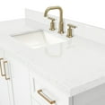 thumbnail image 6 of ARIEL Taylor 60" White Bathroom Vanity, 1.5" Edge Carrara Quartz Countertop & Splash, Rectangular Sink, 2 Soft Closing Doors, 9 Full Extension Dovetail Drawers, Toe Kick, Satin Brass, 6 of 9