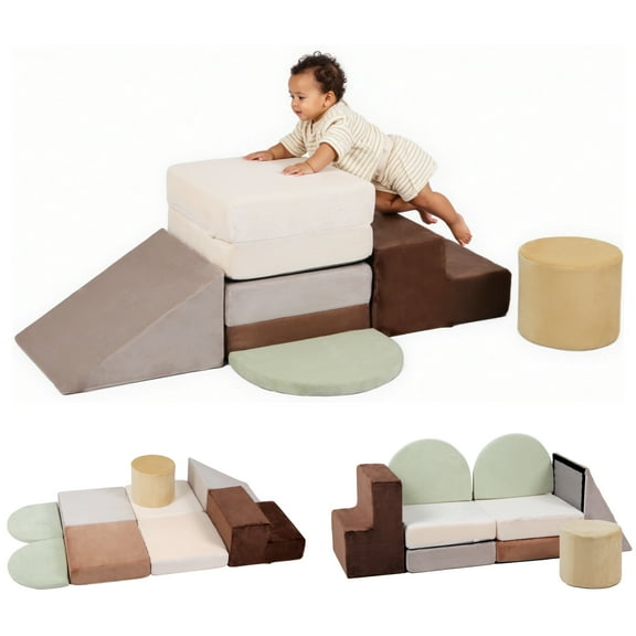 Foam Climber Blocks Convertible to Play Mat – Toddler Climbing Toys for Indoor Soft Play, Educational Kids Playhouse and Playground Climber