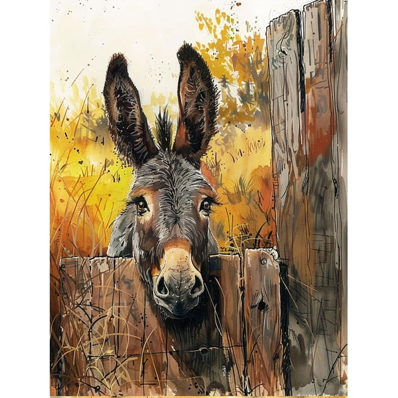 5D DIY Diamond Painting Kit (Adults) - "Lively and Cute Donkey" Beginner Diamond Art Kit, Full Circle Diamond Crafts, Home Wall Decoration Gift