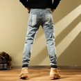 thumbnail image 4 of Pantalones elásticos ajustados para hombre, pantalones vaqueros elásticos para hombre, pantalones vaqueros ajustados para motocicleta, pantalones vaqueros empalmados Y2k Vintage Summer Xs, 4 of 5