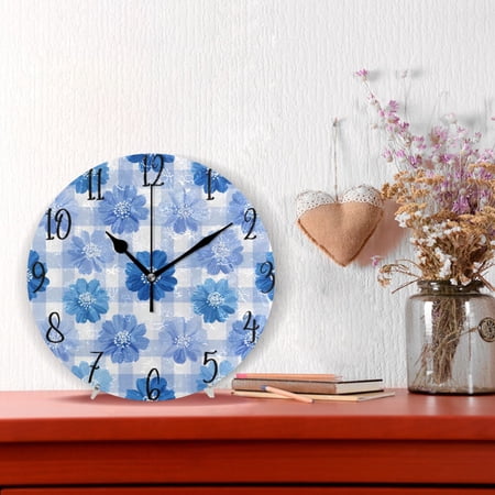 10 Quartz Indoor Wall Clock Silent Mechanism / Beautiful Blue Gardenias