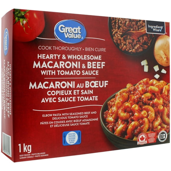 Great Value Hearty & Wholesome Macaroni & Beef with Tomato Sauce, 1 kg