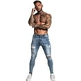 thumbnail image 6 of GINGTTO Men's Skinny Stretch Ripped Tapered Leg Jeans Light Blue, 6 of 7