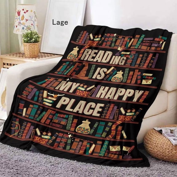 Soft Funny Throw Blanket with Book Lover Print, Cozy Flannel Blanket for Sofa Bed Office, Cool Bedroom Decor & Comfy Gift for Her Him, Christmas Gifts Decorations
