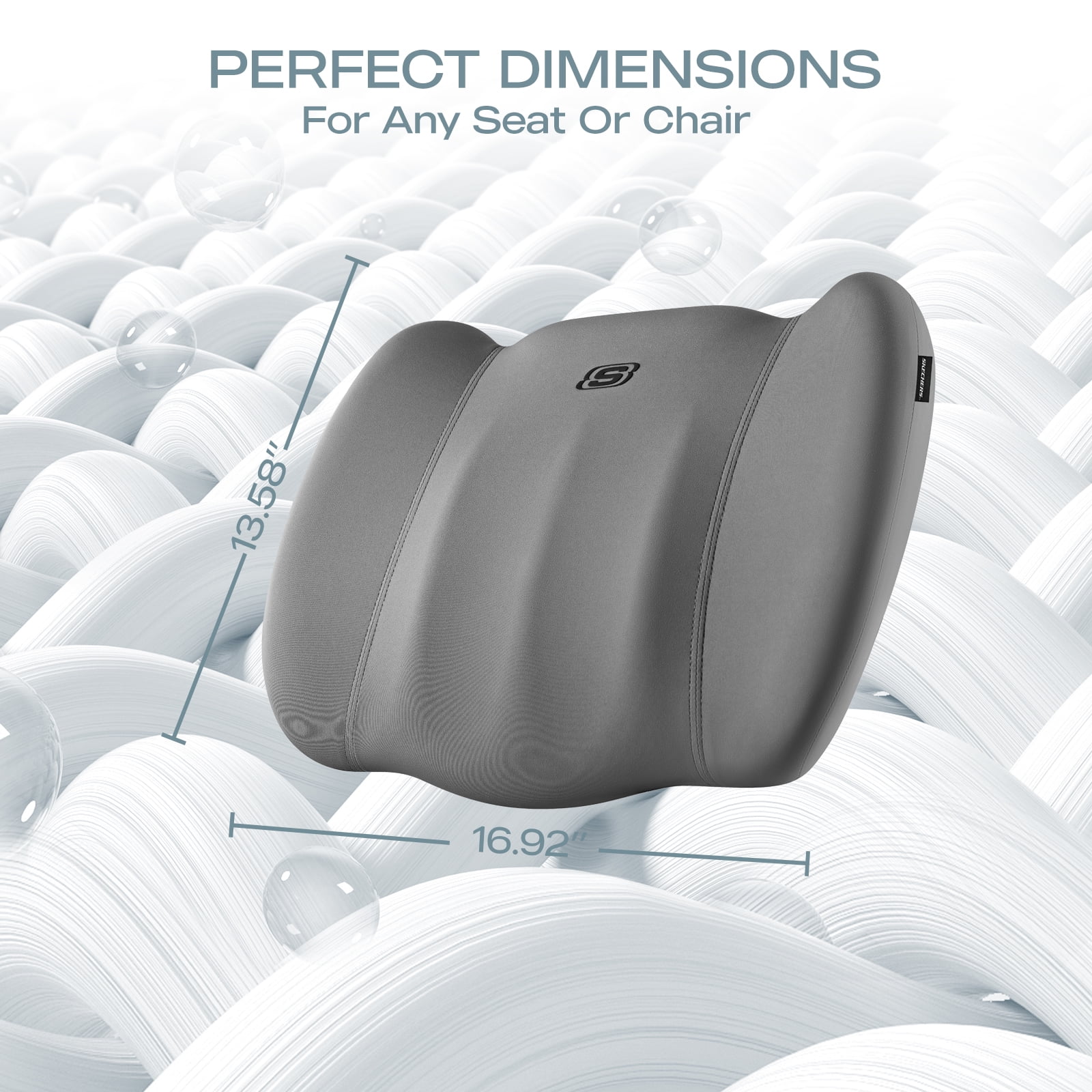 Skechers Memory Foam Car Seat Cushion, Comfortable Support for Long Drives, Universal Fit for Cars and SUVs Gray