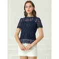 thumbnail image 3 of INSPIRE CHIC Haut en Dentelle Florale Semi-Transparente à Bord Festonné pour Femme, 3 of 6