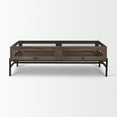 thumbnail image 4 of Arelius Rectangular Glass-Top Medium Brown Wood Metal Base Coffee Table, 4 of 6
