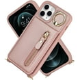 thumbnail image 3 of iPhone 11 pro max Case with Card Holder for Women, iPhone 11 pro max Phone Case with Strap Credit Card Slots Crossbody with Kickstand Zipper Shockproof Case for iPhone11promax - Rose Gold, 3 of 9
