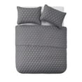 thumbnail image 3 of VCNY Home Staton 3-Piece Grey Geometric Polyester Quilt Set, Full/Queen, 3 of 6
