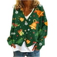 thumbnail image 2 of Womens Fleece Cardigan Coat Button Closure Christmas Print Casual Fashion Style Outerwear, 2 of 5