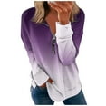 thumbnail image 2 of PENGXIANG Femmes Causal 1/4 Zip Pull Col à Manches Longues Sweat-Shirts Gradient Imprimé Activewear Veste de Course Violet L, 2 of 5