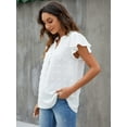 thumbnail image 3 of Womens White Blouse V Neck Ruffle Sleeve Flowy Shirts Dressy Casual Cute Summer Tops, 3 of 6