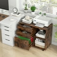 thumbnail image 2 of Giantex Rolling File Cabinet, Lateral Filing Cabinet w/Open Storage Shelves, Under Desk Storage Organizer, Mobile Printer Stand, Brown, 2 of 8