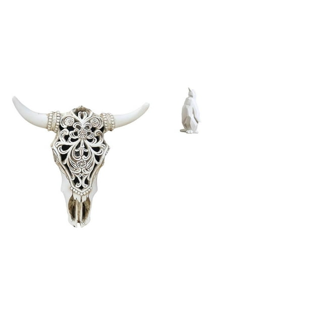 Escultura de pared de calavera,Estatua de resina con cabeza de vaca para decoración de pared y hogar,Adornos de diseño de patrón de decoración de pared de cabeza de vaca,Escultura de