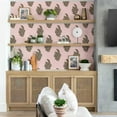 thumbnail image 4 of S4Sassy Peel and Stick Wall Covering, Traditional Booti Motif Removable Wall Wrap-Instant for Bathroom, Laundry Room, Closet Interior- Self-Adhesive Wallpaper Vinyl- Pink, 25"x360", 4 of 8
