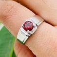 thumbnail image 3 of Garnet Signet Ring- Round Cut Shape 925 Sterling Silver Ring- Engraved Ring- Red Garnet Gemstone Ring- Garnet Men's Anniversary Gift Ring., 3 of 3