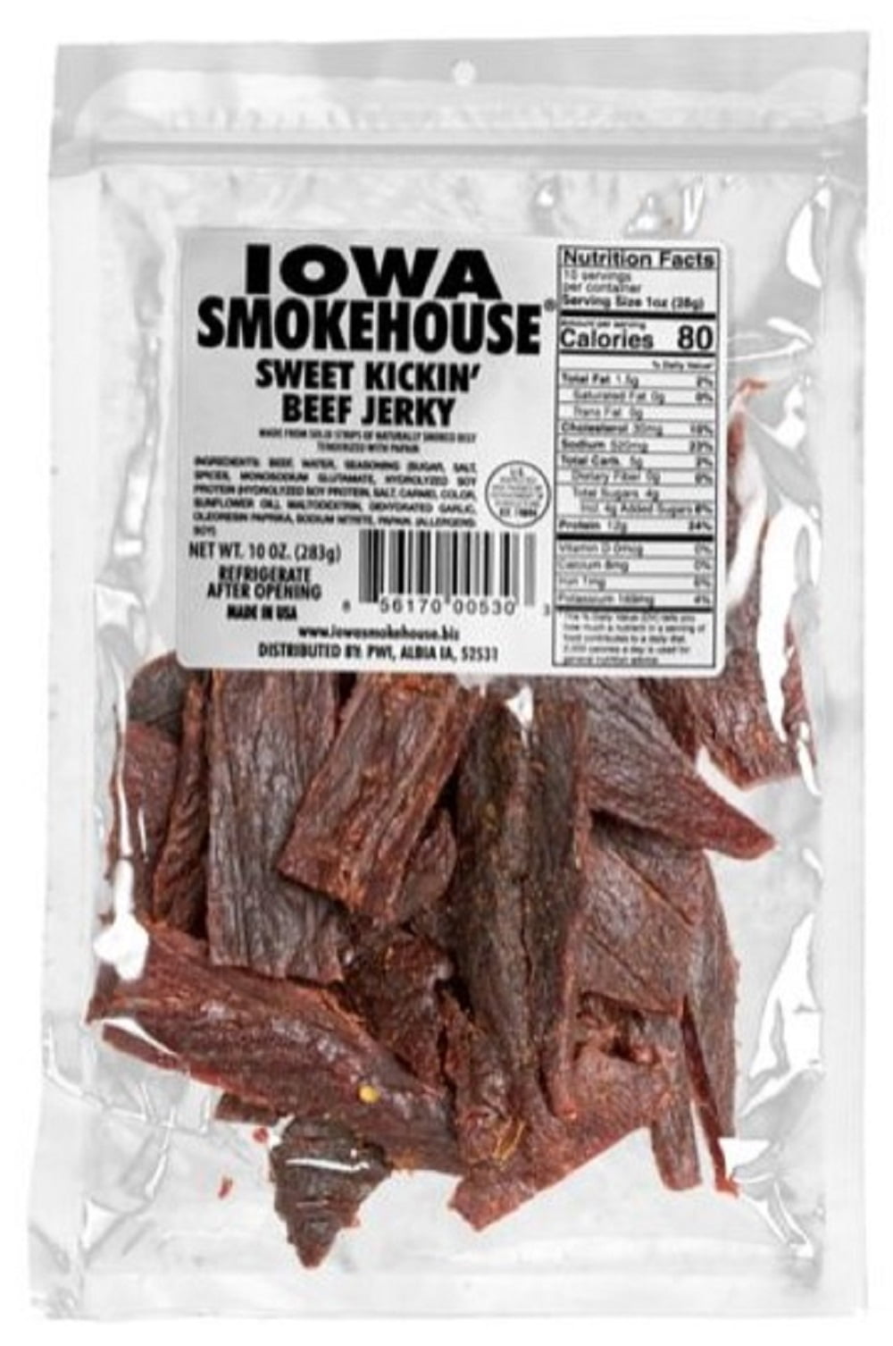 Iowa Smokehouse IS10JSK Sweet Kickin' Beef Jerky 10 oz.