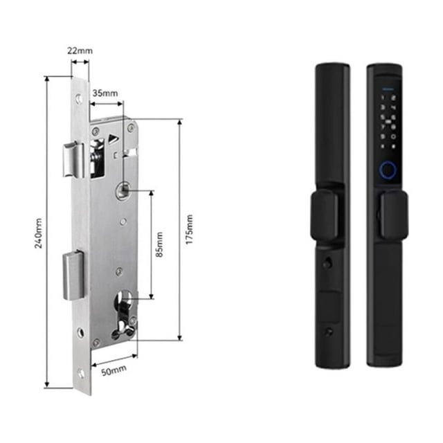 Door Lock, Waterproof Tuya Fingerprint Locks Round Handle Electronic Smart Sliding IC Card Code Lock For Aluminum Glass Push Pull Door ,Easy to Install