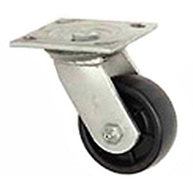 Medium Duty Swivel Plate Caster 3-1/2"" Soft Rubber Wheel 200 Lb. Capacity