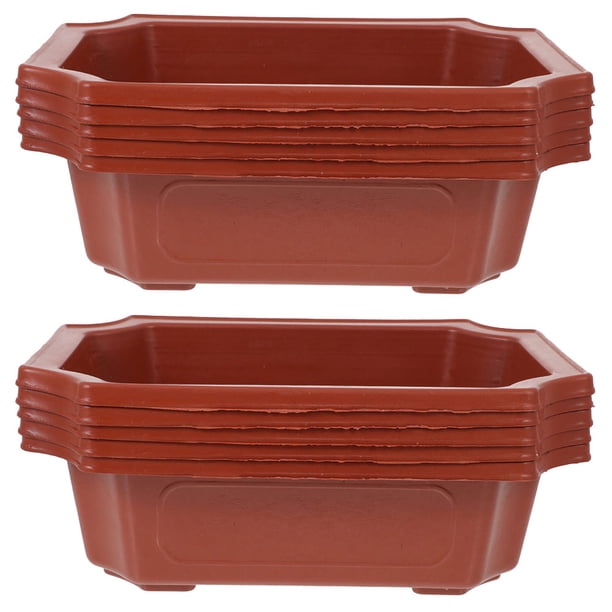 10 macetas de bonsái de plástico estilo vintage para cultivo de plantas de bonsái, maceta rectangular clásica.