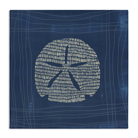 Stupell Industries Sand Dollar on Blue Coastal Painting Gallery Wrapped Canvas Art Print Wall Art, 17 x 17