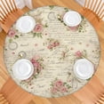 thumbnail image 2 of Pioneer Flower Floral Print Pattern Round Fitted Tablecloth with Elastic Edge,Dining Table Cover Waterproof,Outdoor Round Tablecloth for Camping,Dining,Indoor and Outdoor, 2 of 7