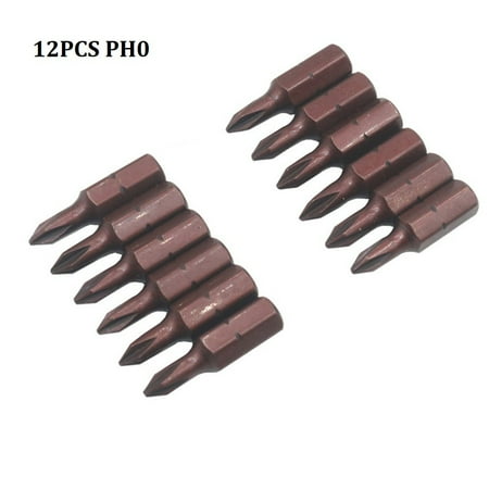 

BAMILL 12Pcs Cross Screwdriver Bits 6.35mm Shank 25mm Screwdrivers Drill Bits PH0 PH1
