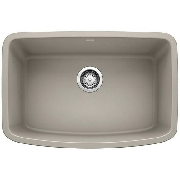 VALEA Undermount Granite Composite 27 in. Single Bowl Kitchen Sink in Concrete Gray
