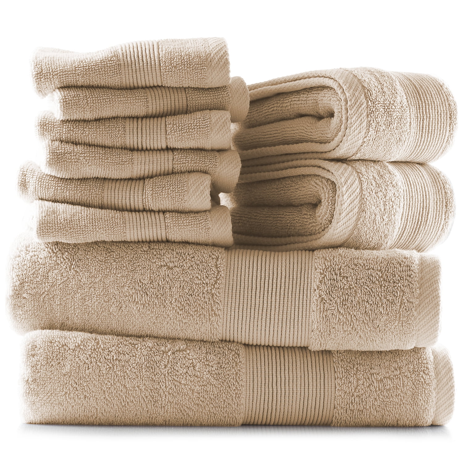 Clara Clark Bath Towels Set, 100% Cotton Luxury Softness 10 Pc Set, Cream