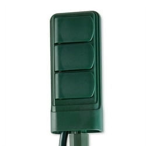 Outdoor 3-Outlet Power Stake, Green, 6', by Holiday Time