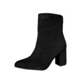 thumbnail image 3 of Women Pointed Toe Block Heel Ankle Boots Soft Flock Back Zipper Dress Boots Fashion Autumn Winter Solid Color Short Boots For Daily Party, 3 of 8