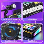 JoyStone Kids DJ Mixer Toy with Bluetooth, Turntable, Piano Keys & Microphone, Light-Up DJ Controller Board for Toddlers & Beginners, Musical Instrument Toy Gift for Ages 3-8, Black